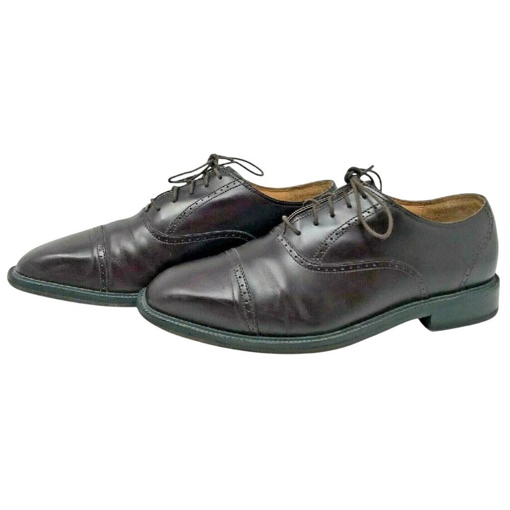 Mens Rockport Brown Leather Oxfords Size 9.5 Brogue Cap‎ Toe Lace Up Shoes